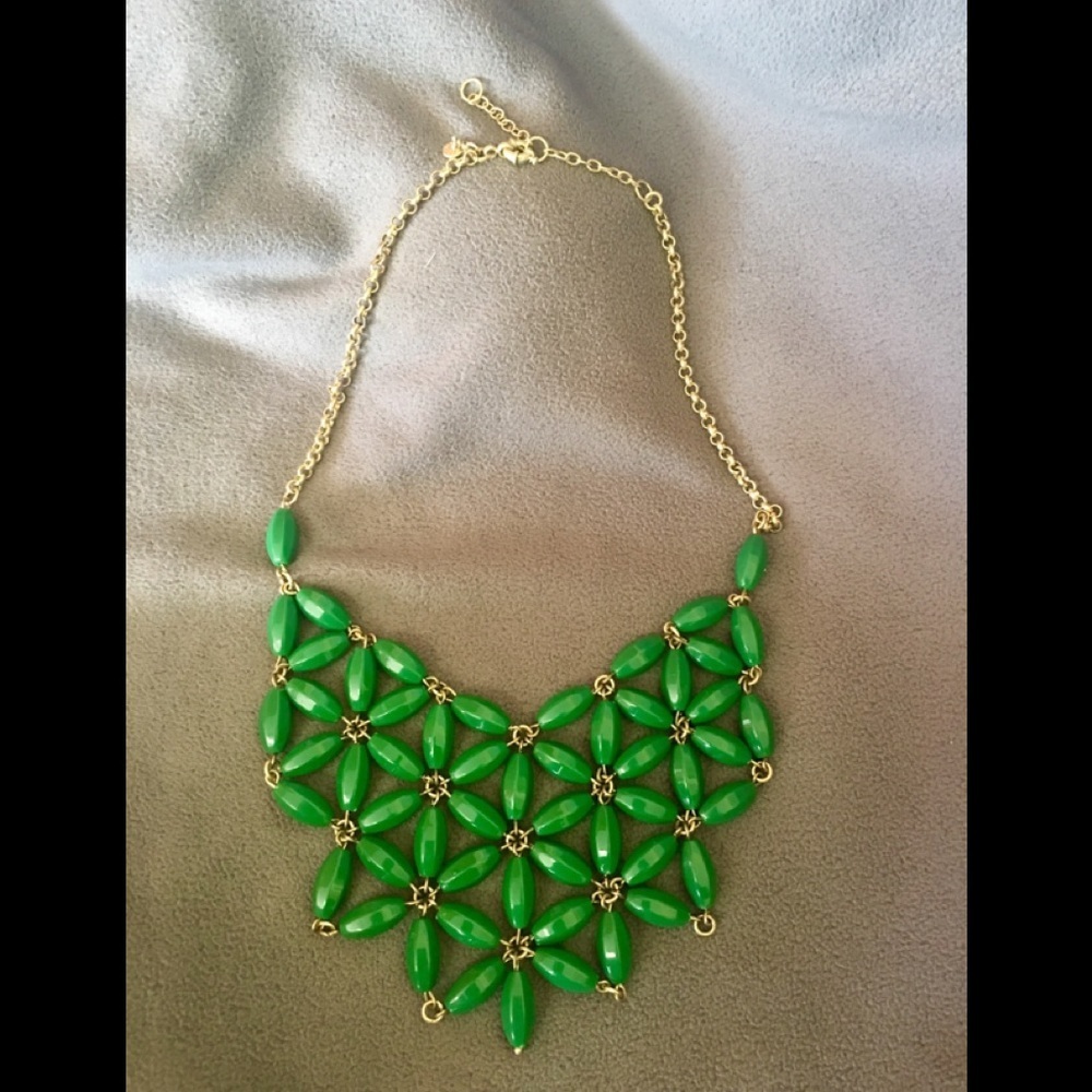 J.Crew Green beaded statement necklace